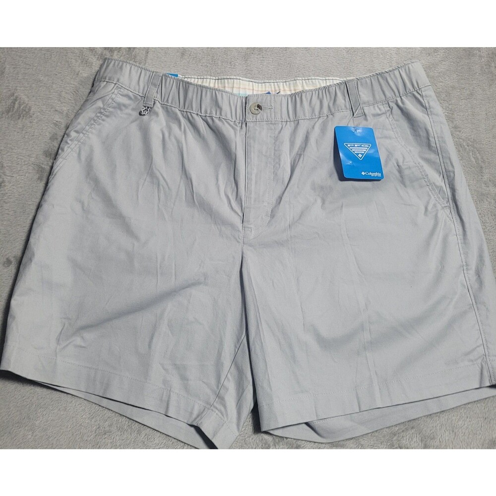 Columbia PFG Shorts Mens 40 Gray Fishing Elastic Waist Stretch 7 Inseam Casual